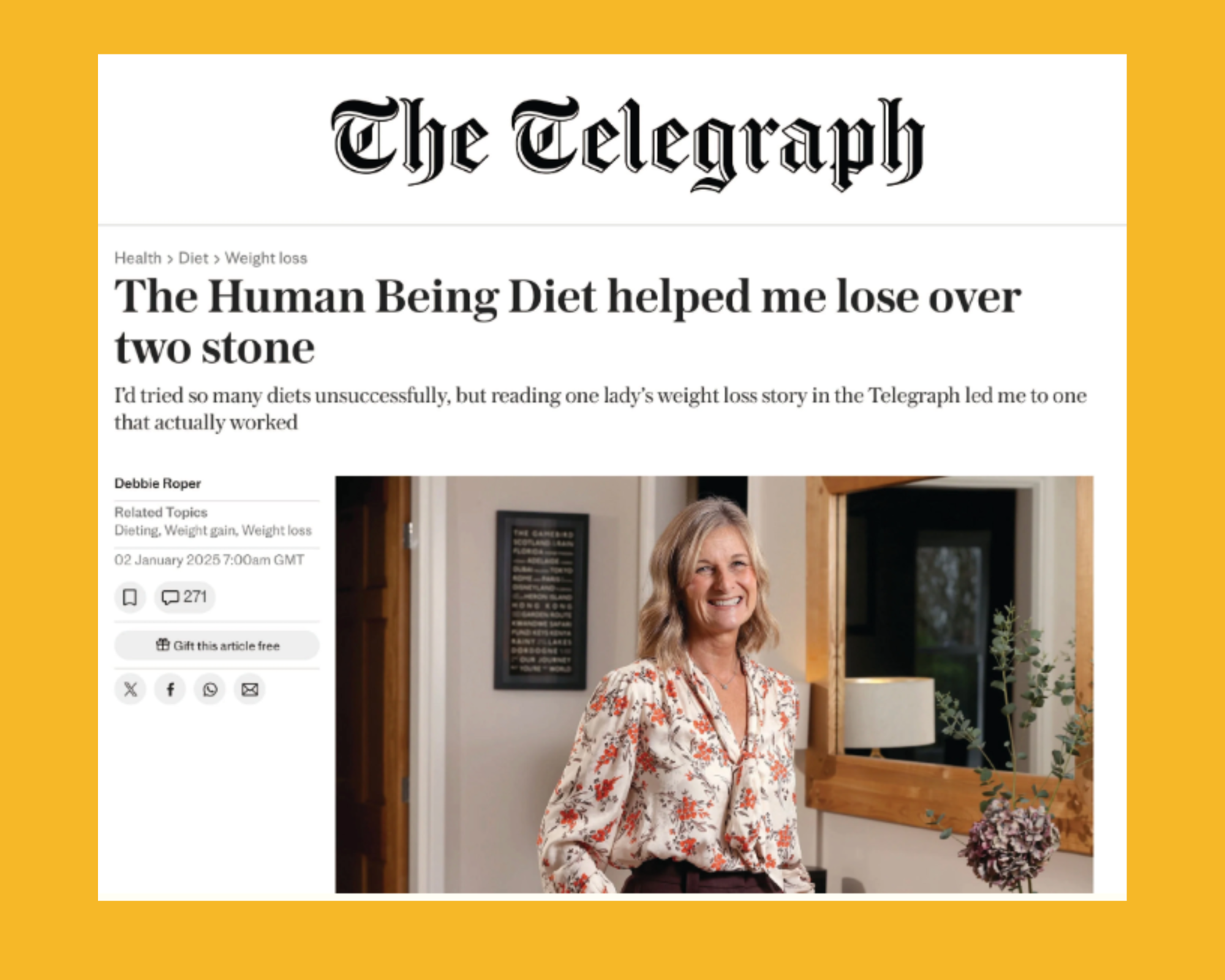 Debbie Roper and HBD in The Telegraph - what an inspiration!