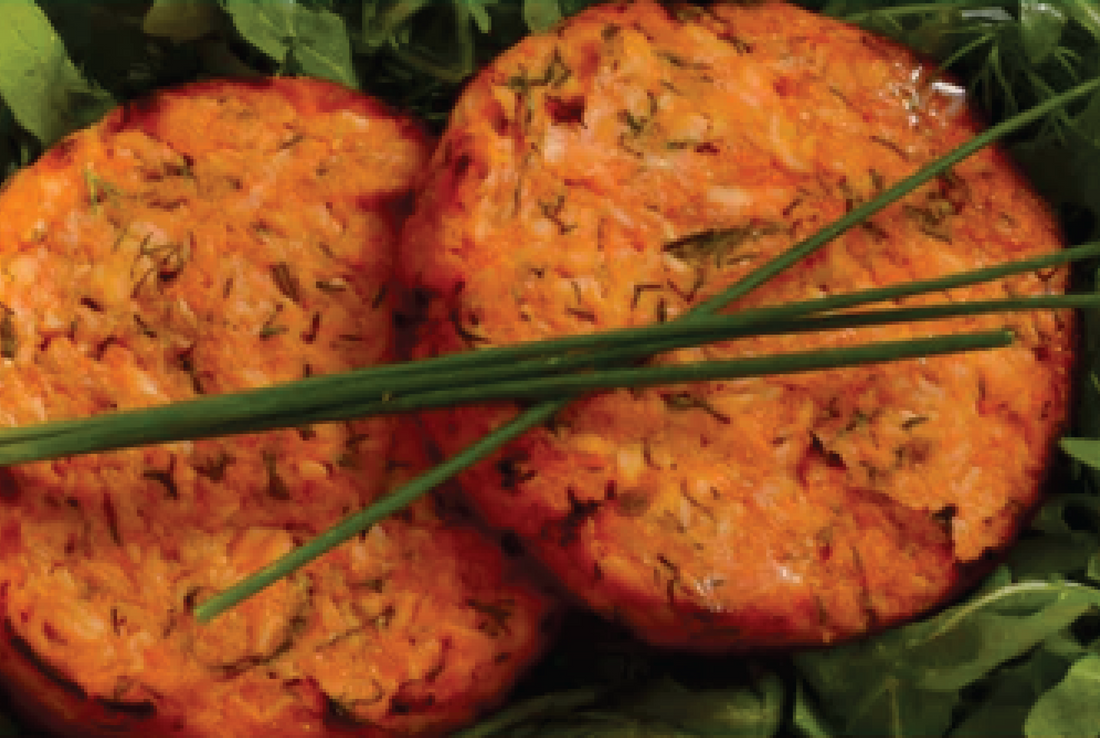 SALMON & DILL FISHCAKES WITH A TOSSED HERB SALAD