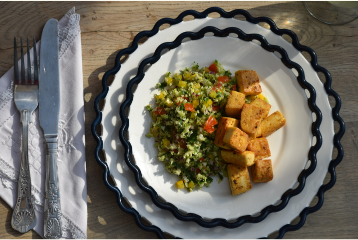 CRISPY CHICKEN (OR TOFU) WITH LEVANTINE TABBOULEH