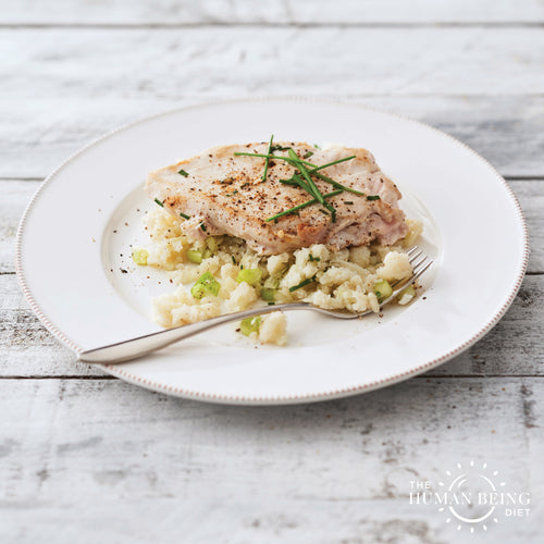Pan Seared Chicken with Cauliflower and Spring Onion Mash: Image by @nickcarman_foodphoto